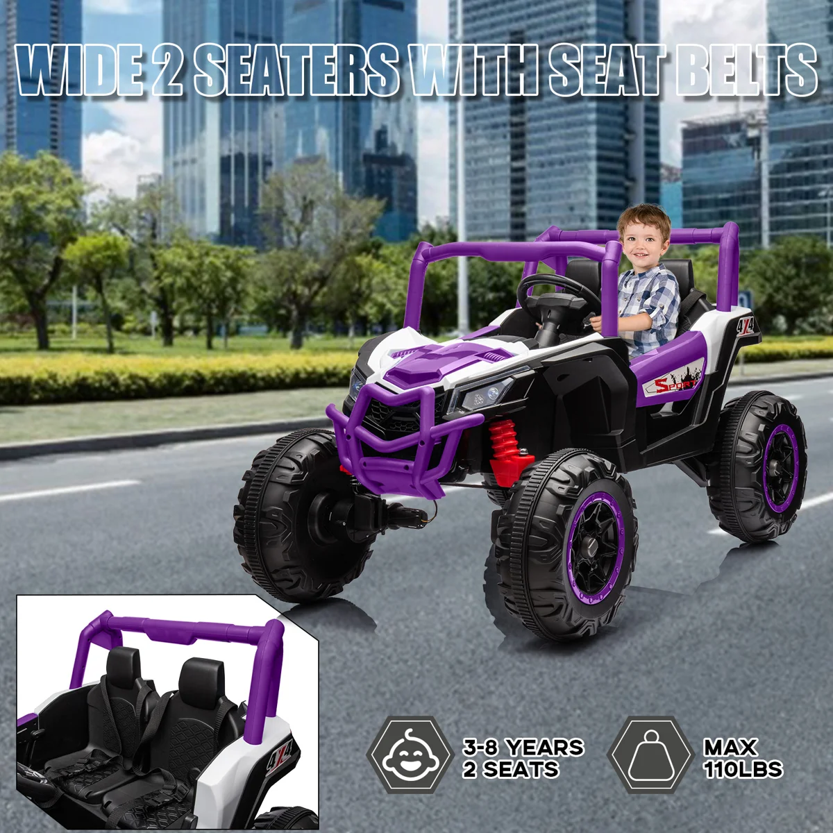 Wheels only **** Box 2 of 2 24V 2-Seater 4WD Kids Off-Road UTV, Electric Ride On Vehicle with Parent Remote Control, Battery Powered Off-Road Toy Car for Ages 3-6