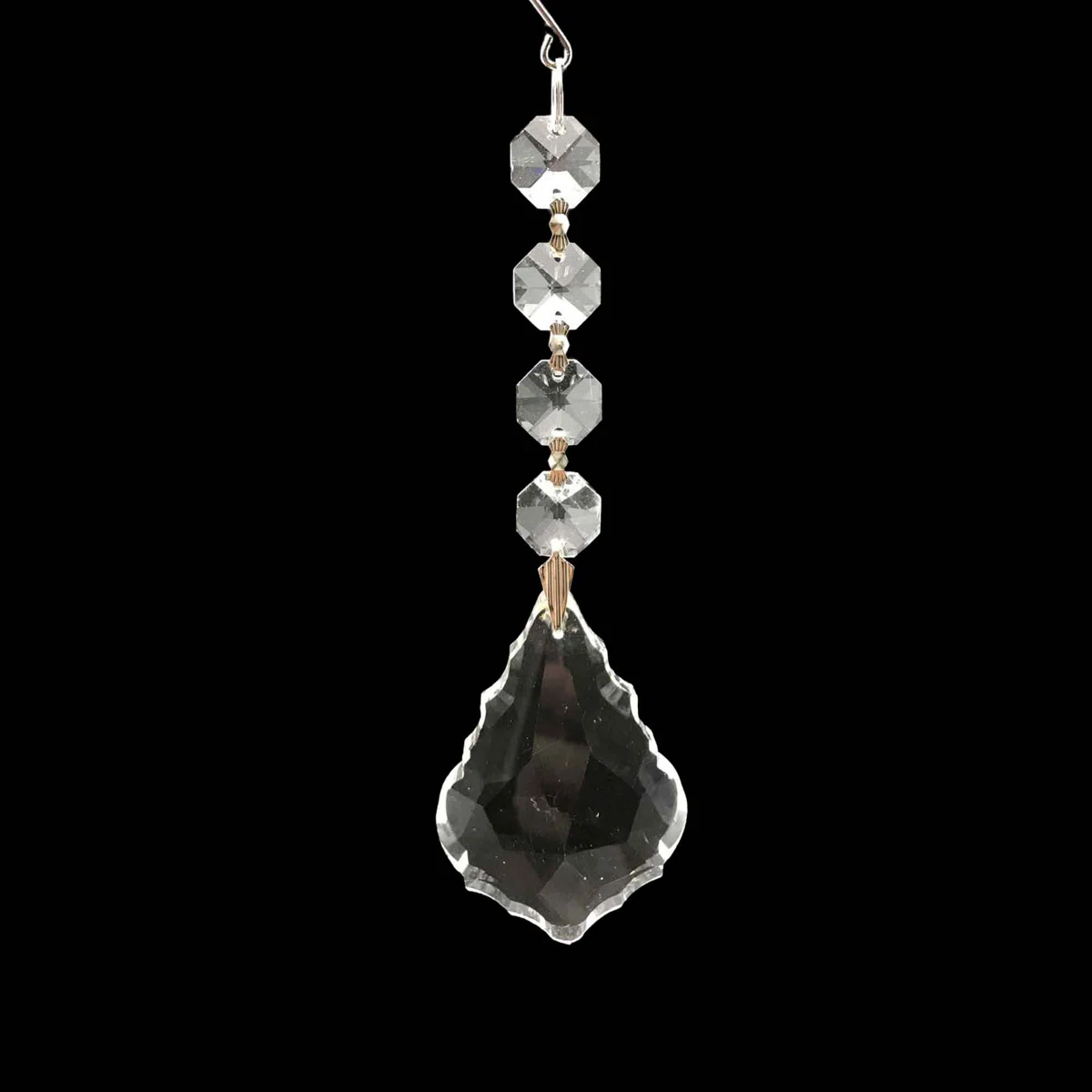 Glass Leaf Crystal Hanging Finial Ornament (Set of 12)