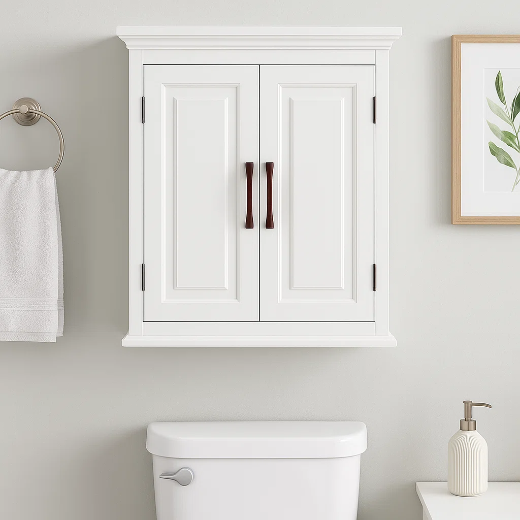 Arapahoe Removable Two-Door Wall Over the Toilet Bathroom Storage Cabinet with Adjustable Shelves