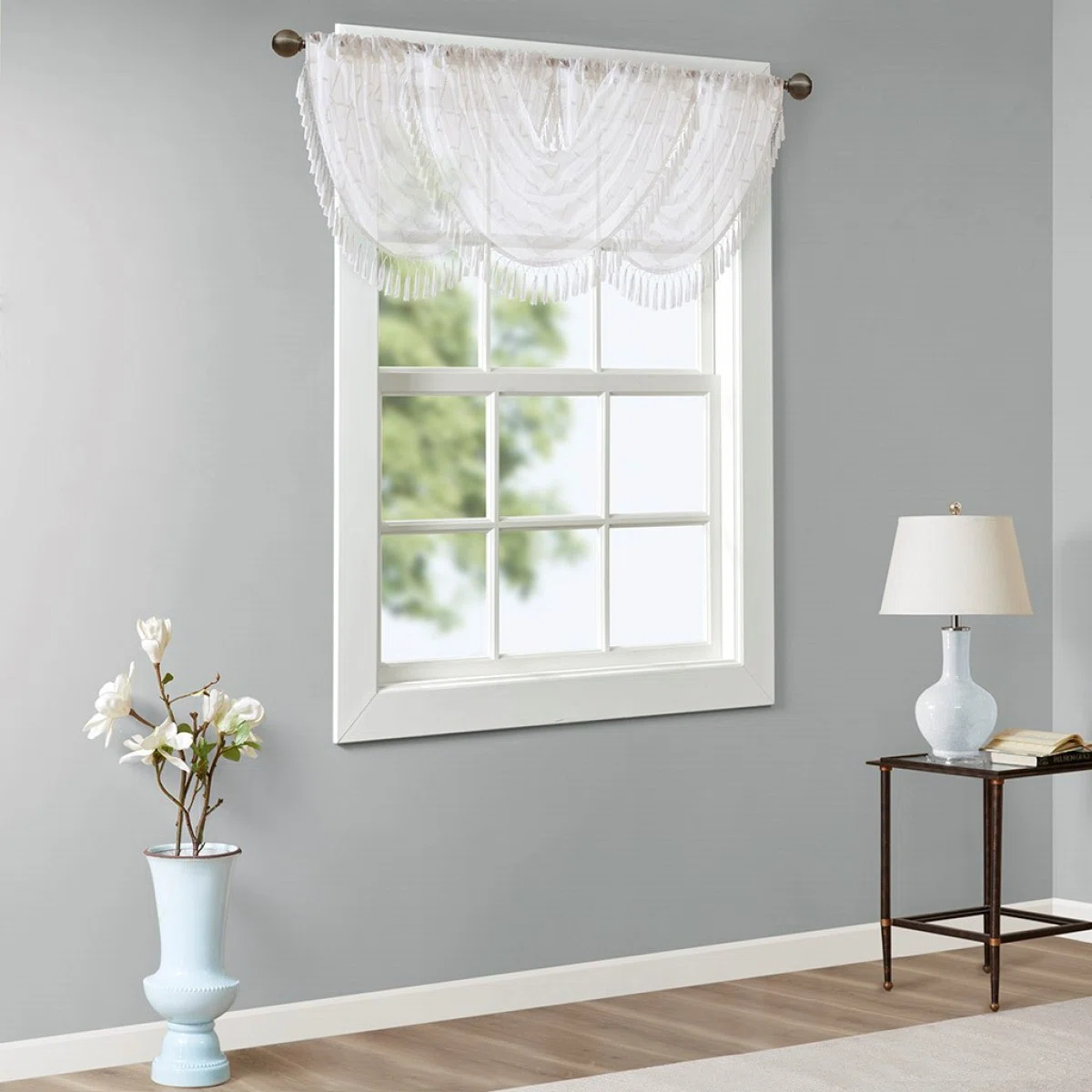 Diamond Sheer Embroidered Waterfall Valance 46"
