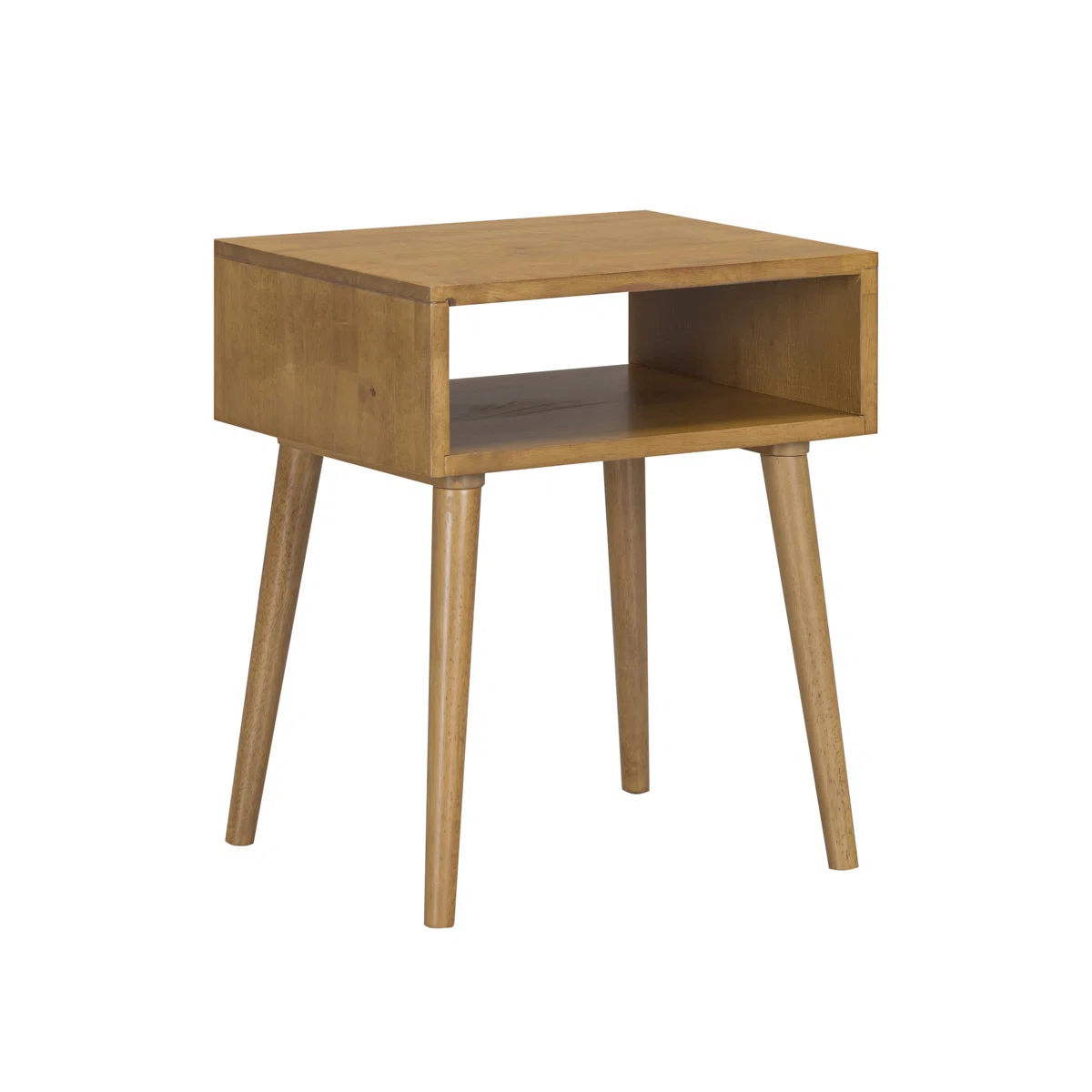Zoe Solid Oak Wood Nightstand, Mid Century Modern Side Table Bedroom without Drawer