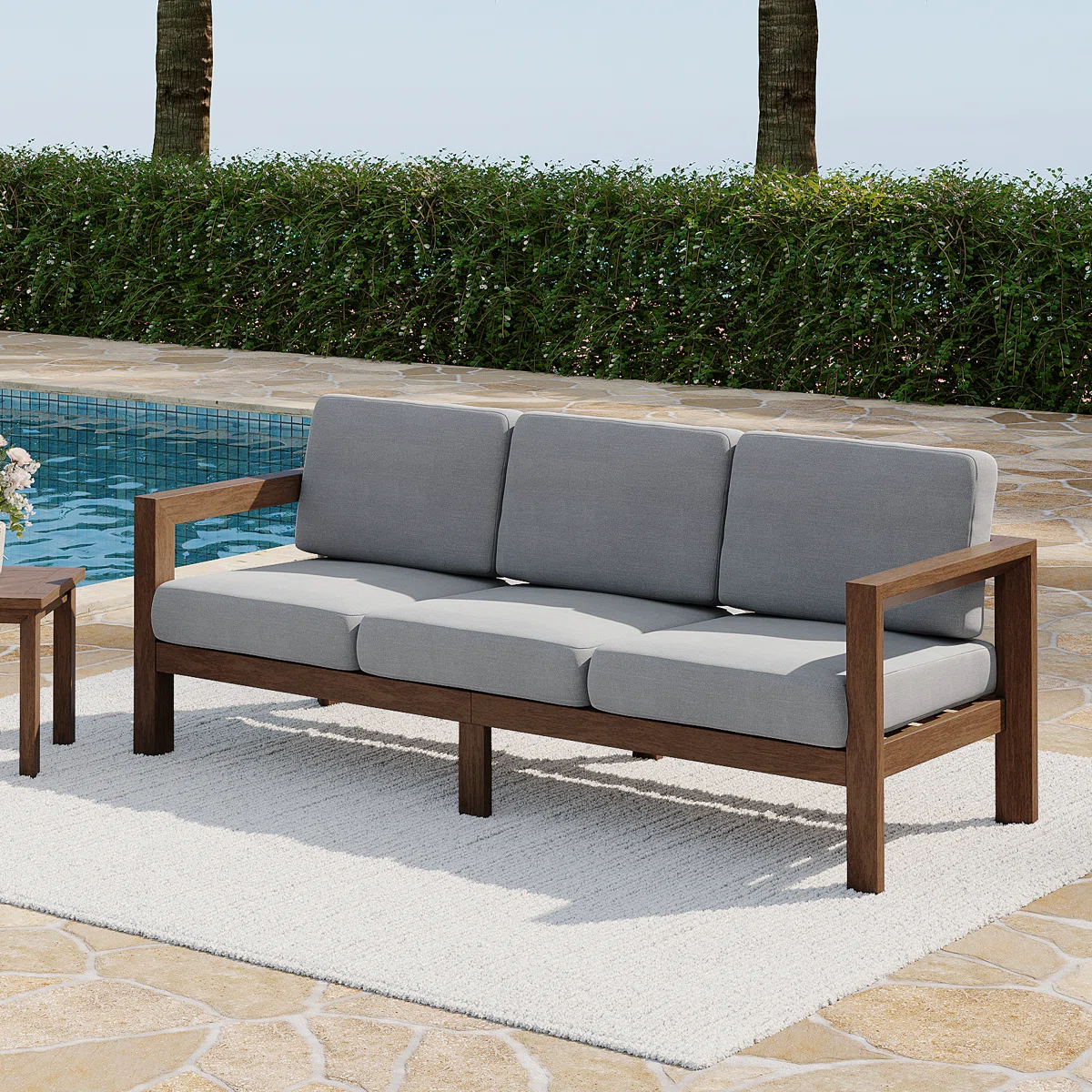 Outdoor Solid Wood Patio Sofa