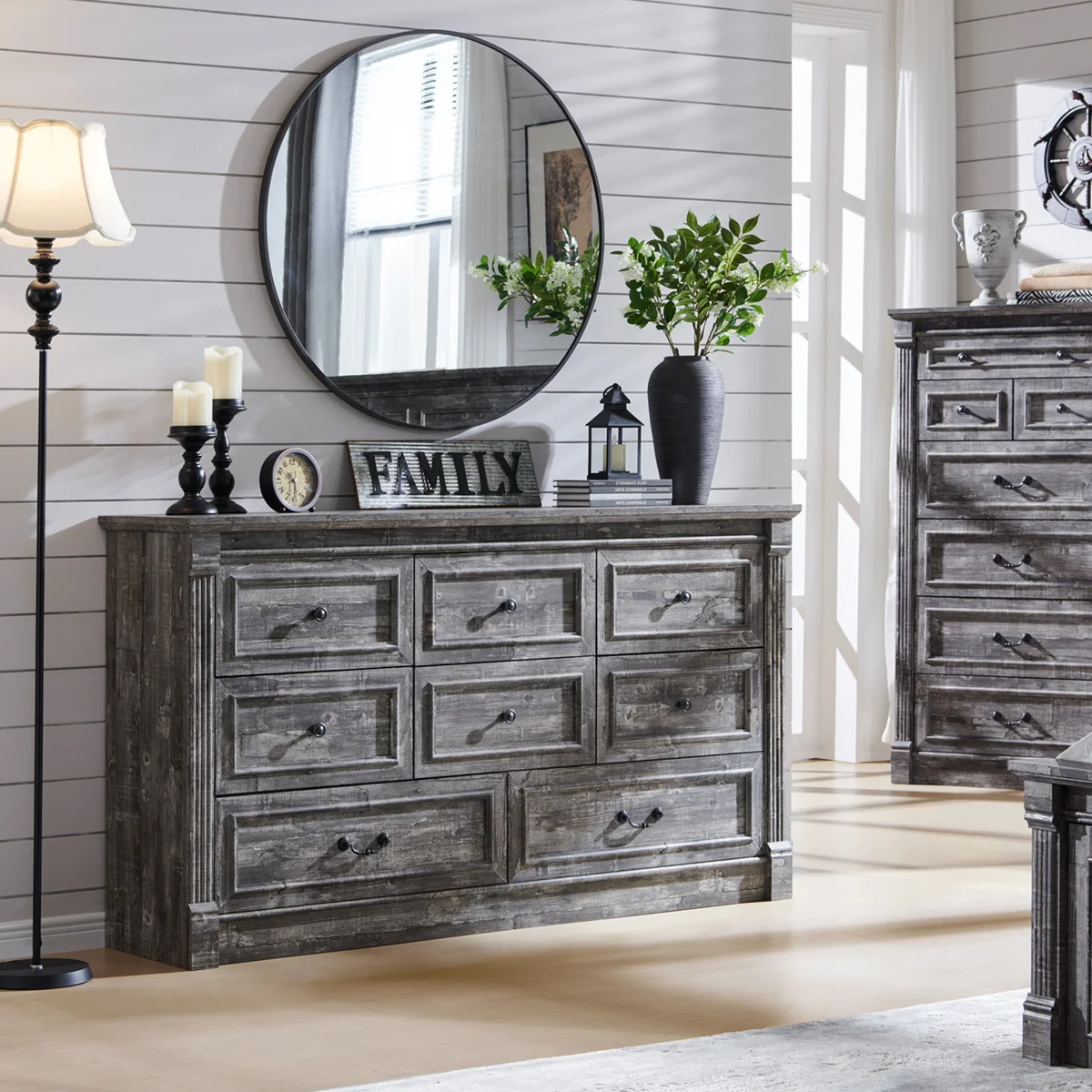 Burlington Farmhouse 8 Drawers Dresser for Bedroom, 61.2" Wide Large Dressers & Chests of Drawers