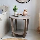 Flora Rustic Farmhouse End Table with Storage Shelf, French Country Accent Side Table