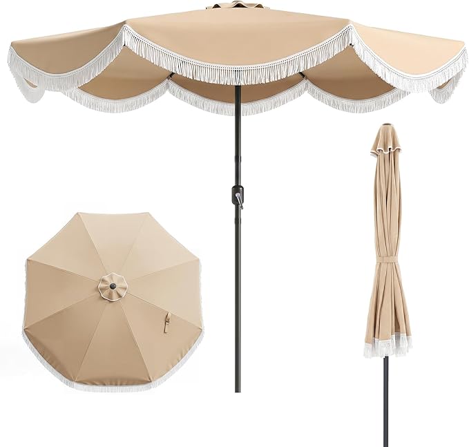Skyler 108'' Fringe Tilt Top Outdoor Umbrella