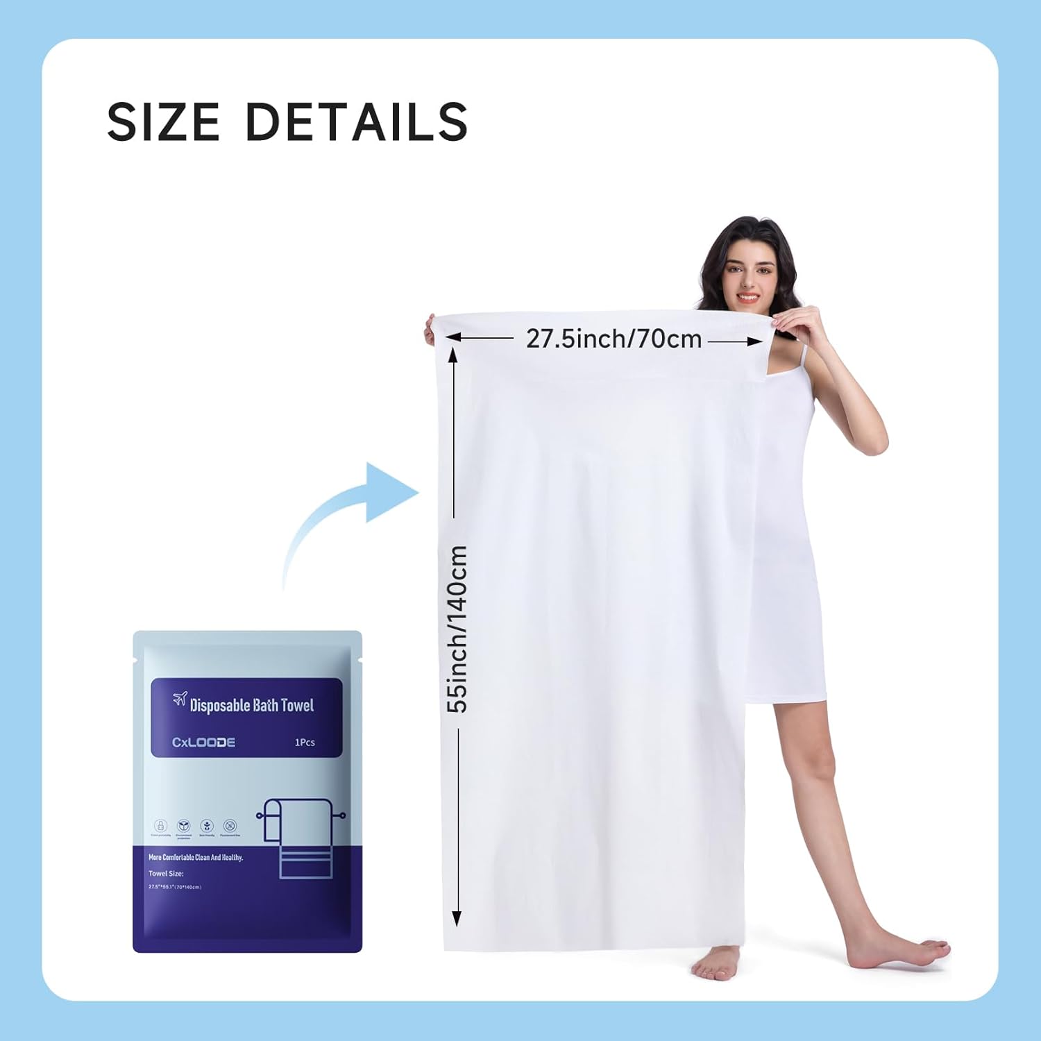 5 Pack Disposable Bath Towels for Travel, Disposable Towels Travel Towel Reusable for Hotel Travel Essential, Large Camping Towel 55.1 x 27.5 Inches, for Hiking Camping Sports Swimming and Traveling 5 Pcs