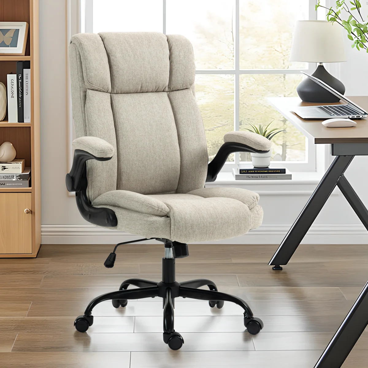Kroen High Back Ergonomic Executive Office Chair with Flip-up Armrests