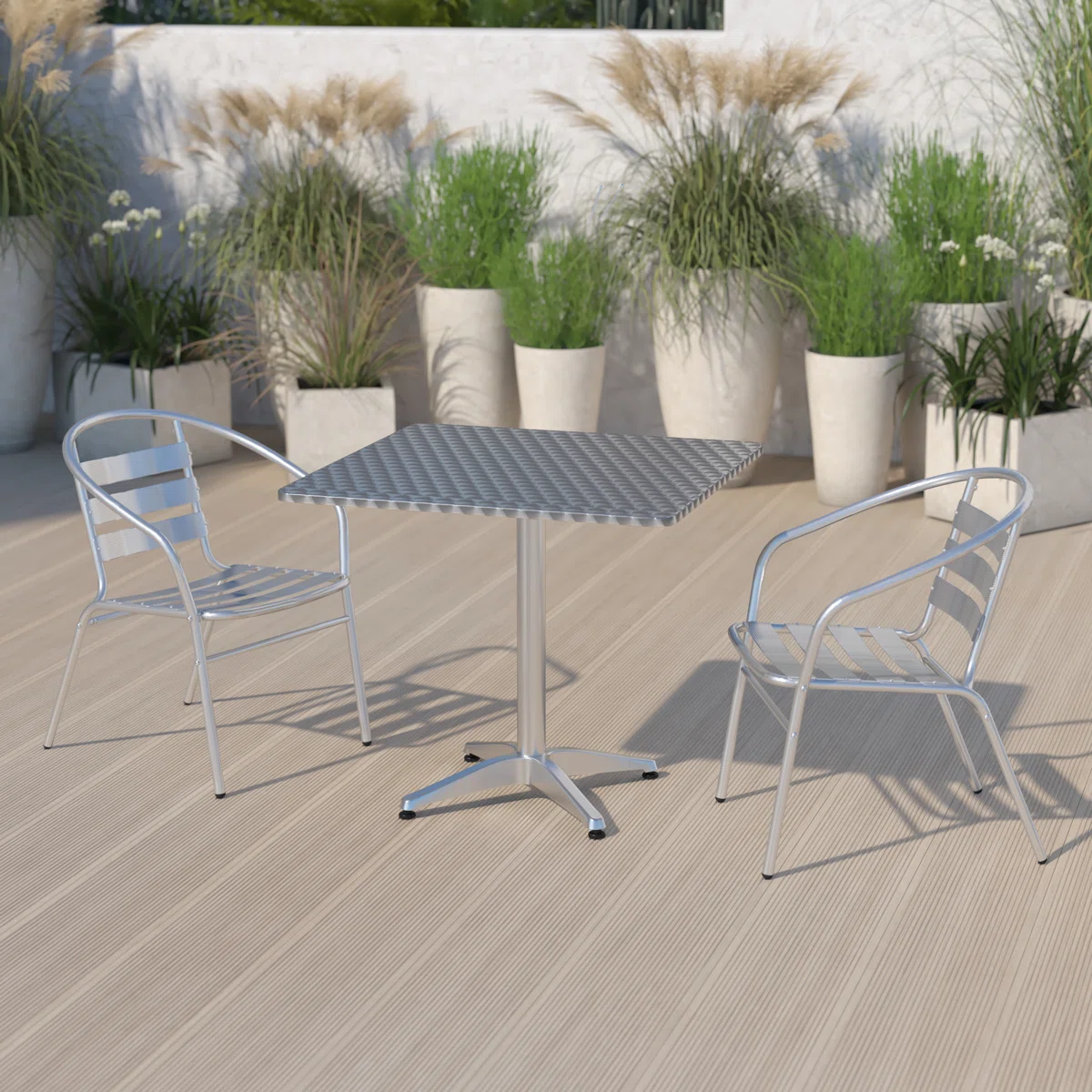 Siward Square Aluminum Smooth Top Indoor-Outdoor Table with Base