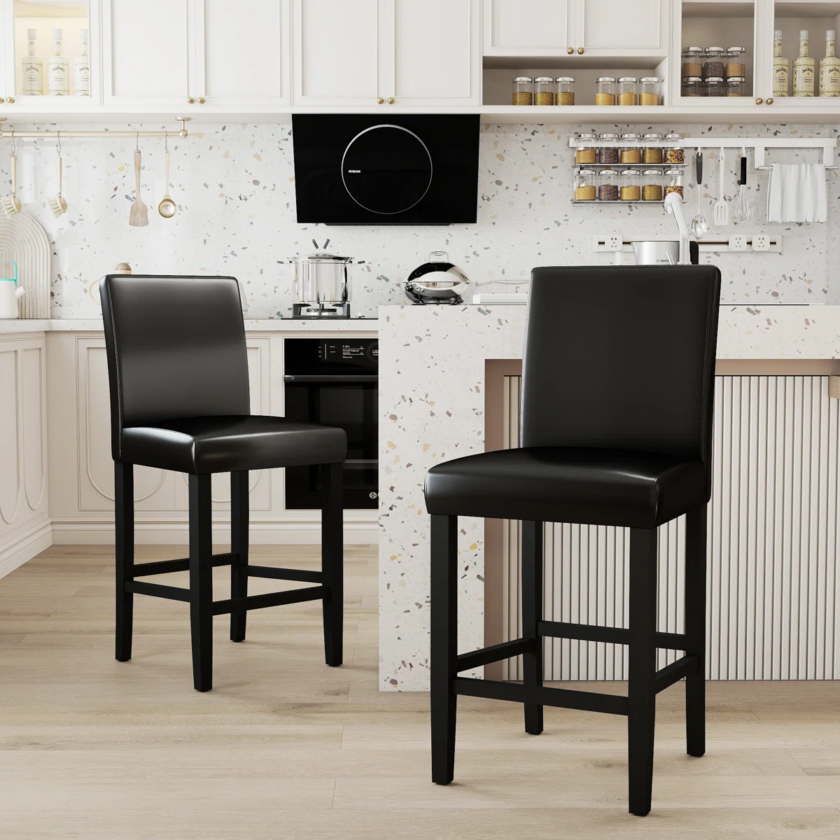 Sauhal Solid Wood 25'' Counter Stool