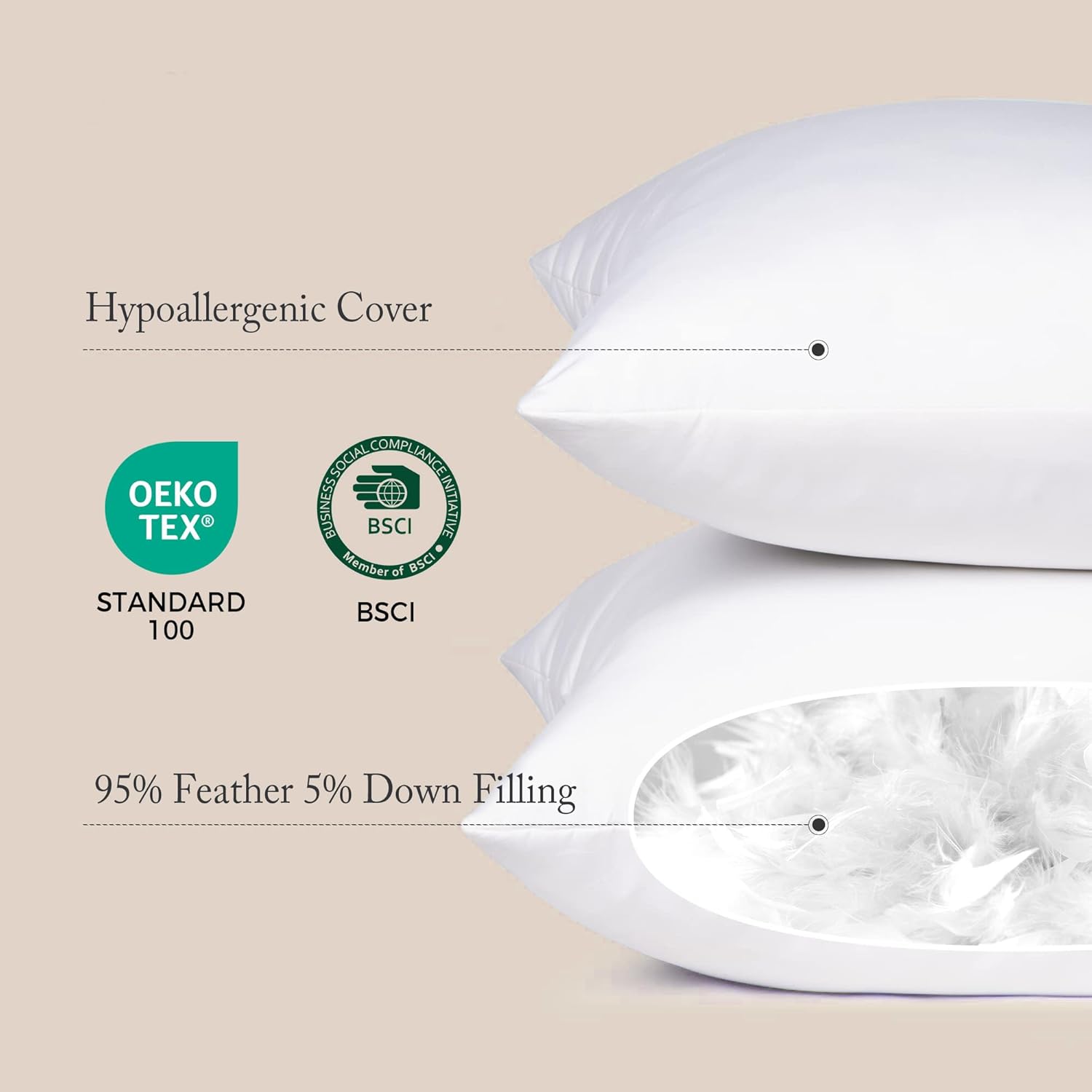 puredown® 18 x 18 Decorative Feather Down Throw Pillow Inserts (Set of 2, White) for Sofa, Couch, Bed, Machine Washable 18x18 Inch 2