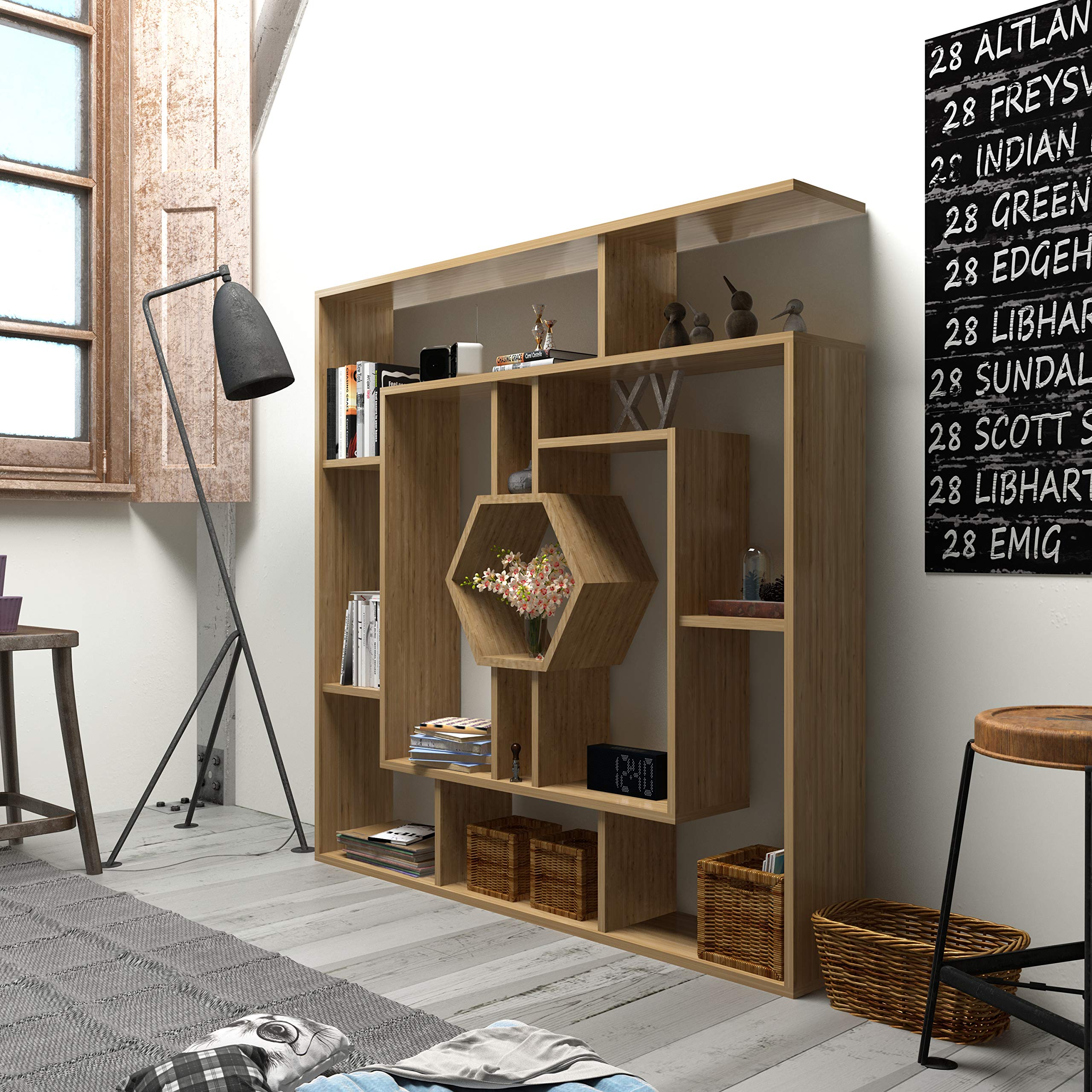 (INCOMPLETE) Decorotika 53 Labrina Geometric Bookcase for Home & Office (Sapphire)