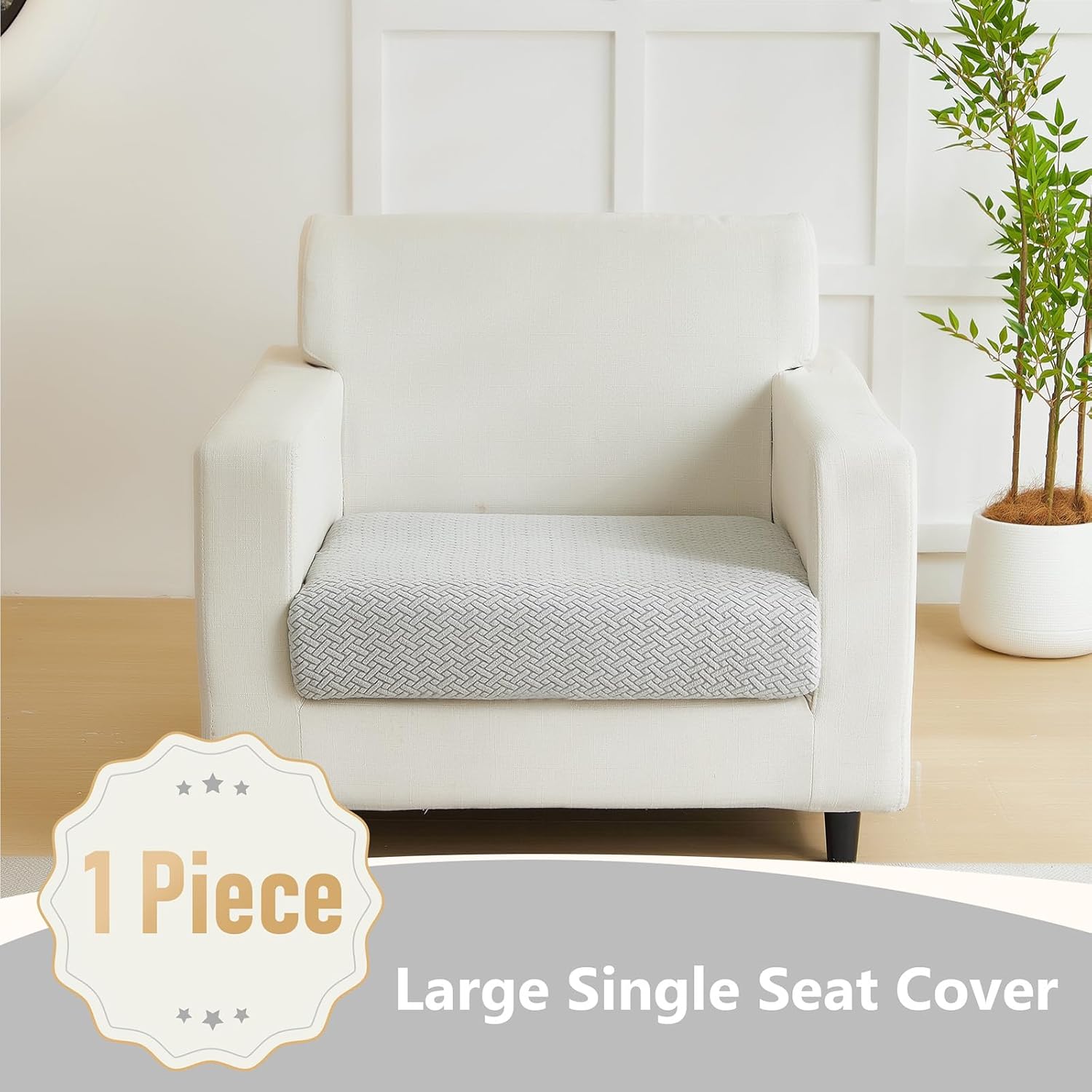 Couch Cushion Covers for Sofa Couch Covers Wear-Resistant Universal Sofa Cover Washable Stretch for Sectional Slipcovers (Texture-Light Gray,Large Single Seat Cover) Texture-light Gray Large Single Seat Cover