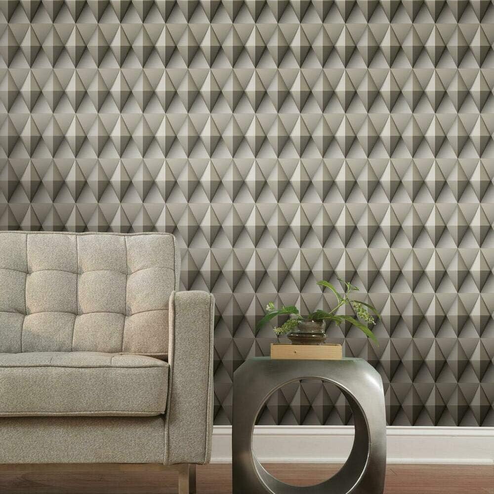 RoomMates RMK11605RL Paragon Geometric Brown and Gray Peel and Stick Wallpaper Brown and Grey