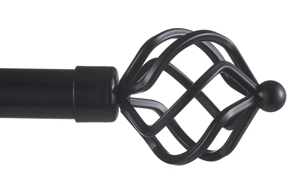 Torch Curtain Rod and Coordinating Finial Set, Adjustable