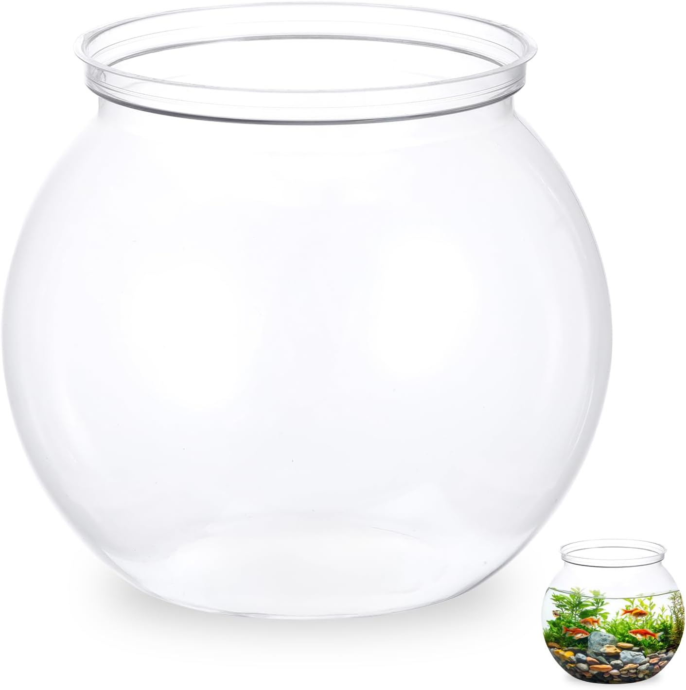 Mini Plastic Fish Bowl 27 oz Decorative Small Fishbowl Aquarium Fish Bowls Unbreakable Heavy Duty Bowl for Centerpiece Vases, Party Decorations, Pack of 1