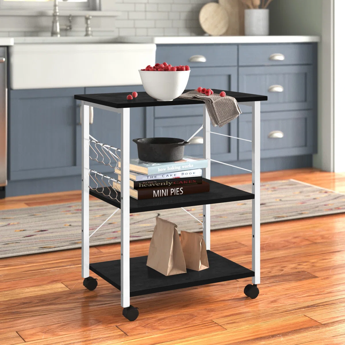 Algona 23.62" W Steel 3-Shelf Kitchen Cart with Locking Wheels