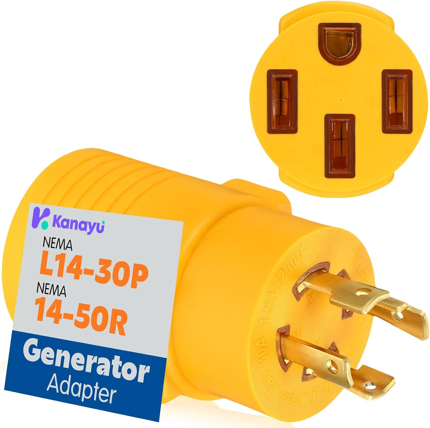 Kanayu 50Amp RV to Stove Adapter / Dryer Power Cord Connector (Yellow)