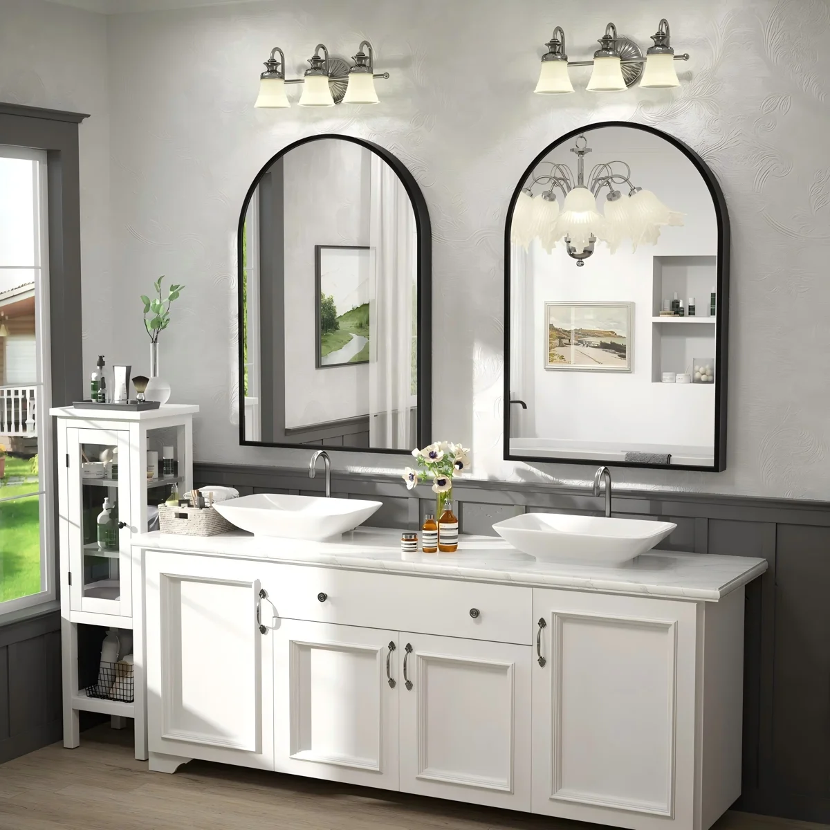 Amara Arch High-Strength Tempered Glass and Aluminum Alloy Framed French Cleat Mounted Wall Mirror