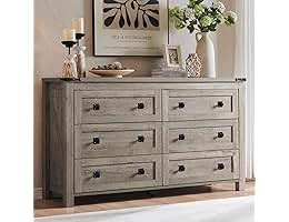 (BLACK, NOT WHITE- incomplete)Parleen 6 Drawer 52 W Double Dresser, Bedroom Dresser
