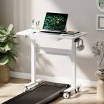 35''W×20''D Standing Desk with Drawer for Walking Pad, Adjustable Pneumatic Rolling Desk, Wireless Moveable Height-Adjustable Desk, Mobile Stand Up Table, Wheels Lockable, No Power Needed, for Home Office, Computer Workstation