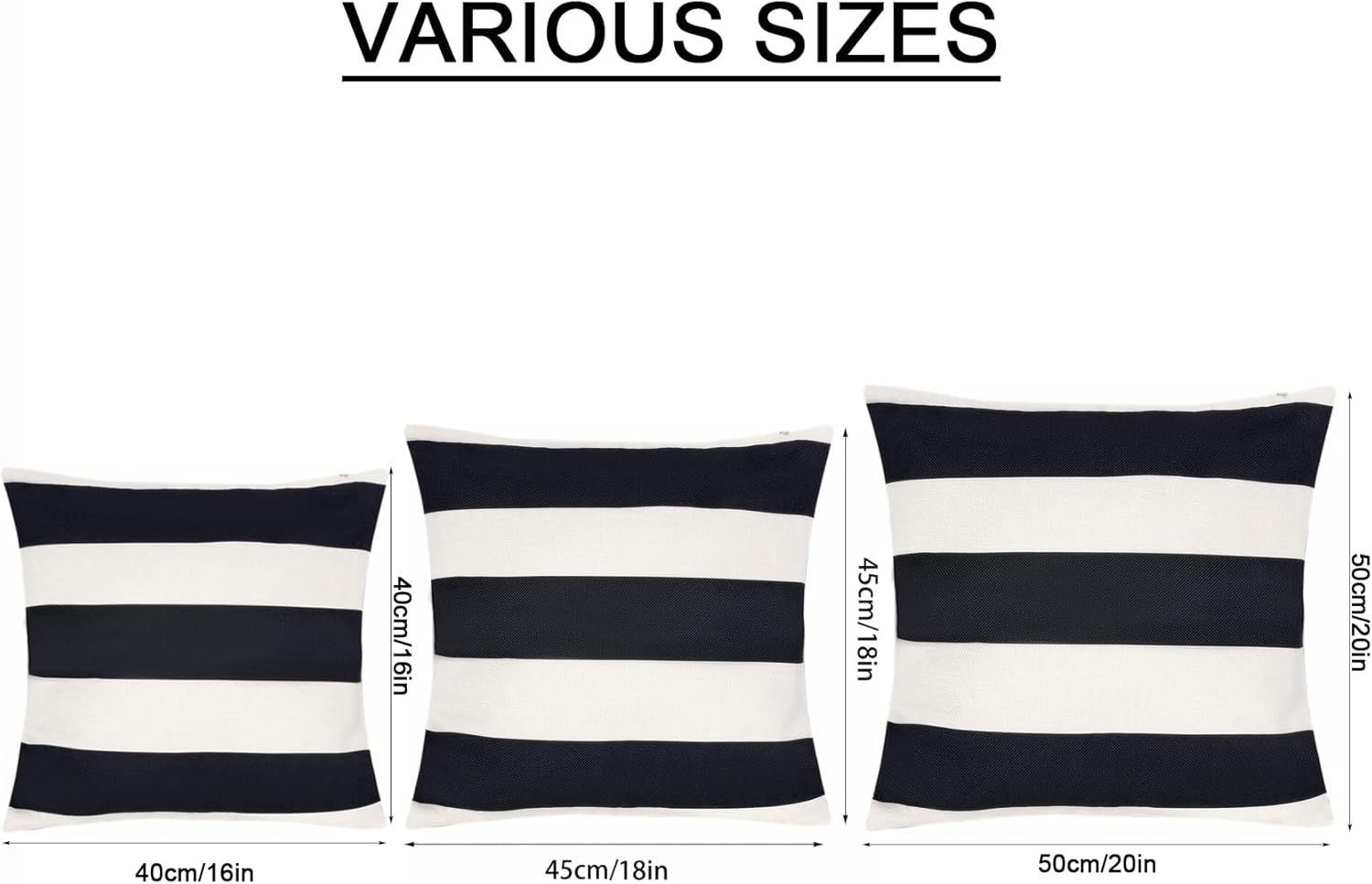 4 Pack Waterproof Pillow Covers Outdoor Throw Pillowcases Decorative Garden Cushion Case for Home Garden Patio Couch Balcony Striped (20 * 20 inch, Black & White) Black & White 20 x 20 (Pack of 4)