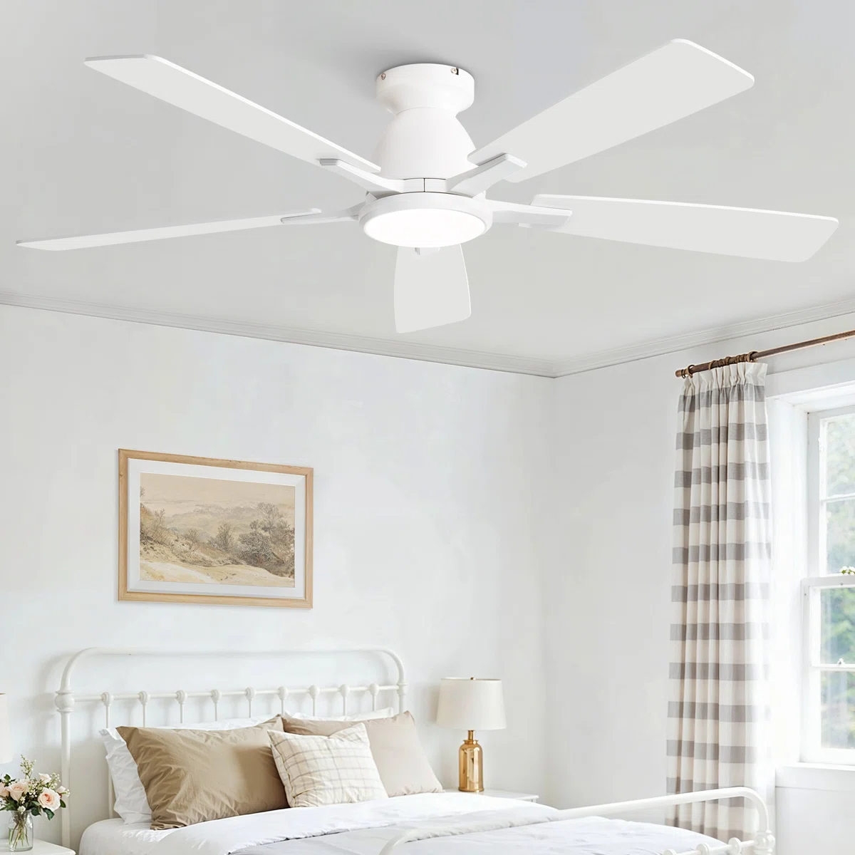 Abdullah 5 - Blade Modern Ceiling Fan With Led Lights, Controled With Remote Control Or App