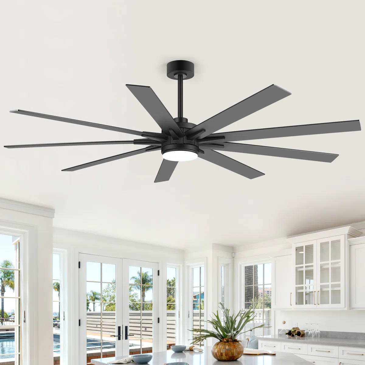 Nachelle 8-Blade Black Indoor/Covered Outdoor Ceiling Fan with LED Lights and Remote Control