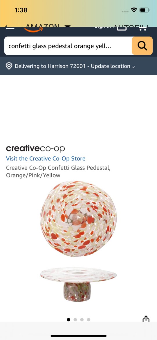 confetti glass pedestal orange yellow