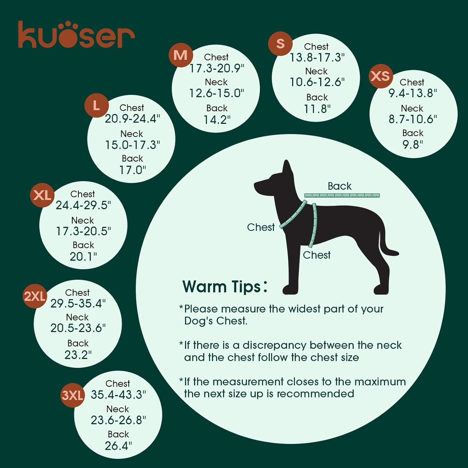 Kuoser Waterproof Dog Coat, Reversible Dog Jacket for Medium Dogs, Adjustable Durable Doggie Winter Coat Warm Puppy Cold Weather Apparel from Small to Large Breed, Blue M Blue Medium (Pack of 1)