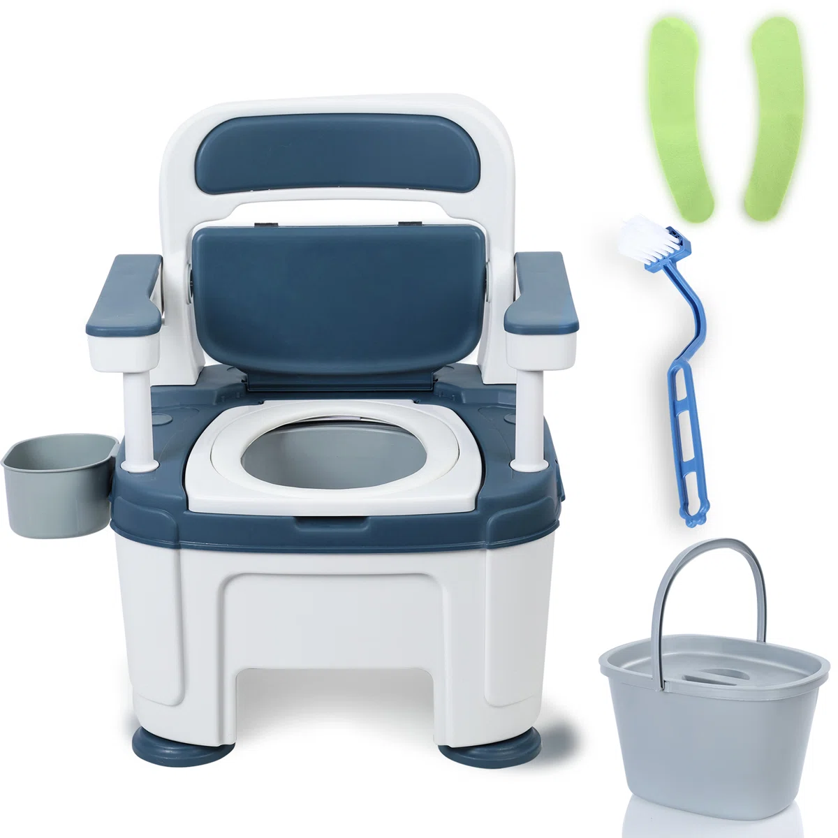 Bedside Commode For Seniors, Portable Anti-slip Bedside Commode With Armrest Seat Height Adjustable, Rugged Construction Potty Chair For Adults Load 882lbs