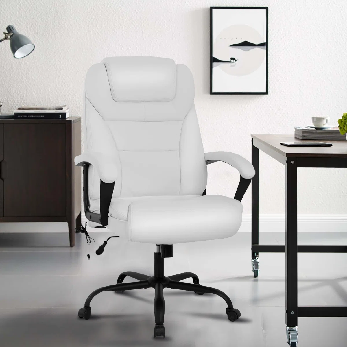 Virgil Big and Tall Executive Chair PU Leather Office Chair Task Chair Height Adjustable Office Chair with Swivel for Home Office