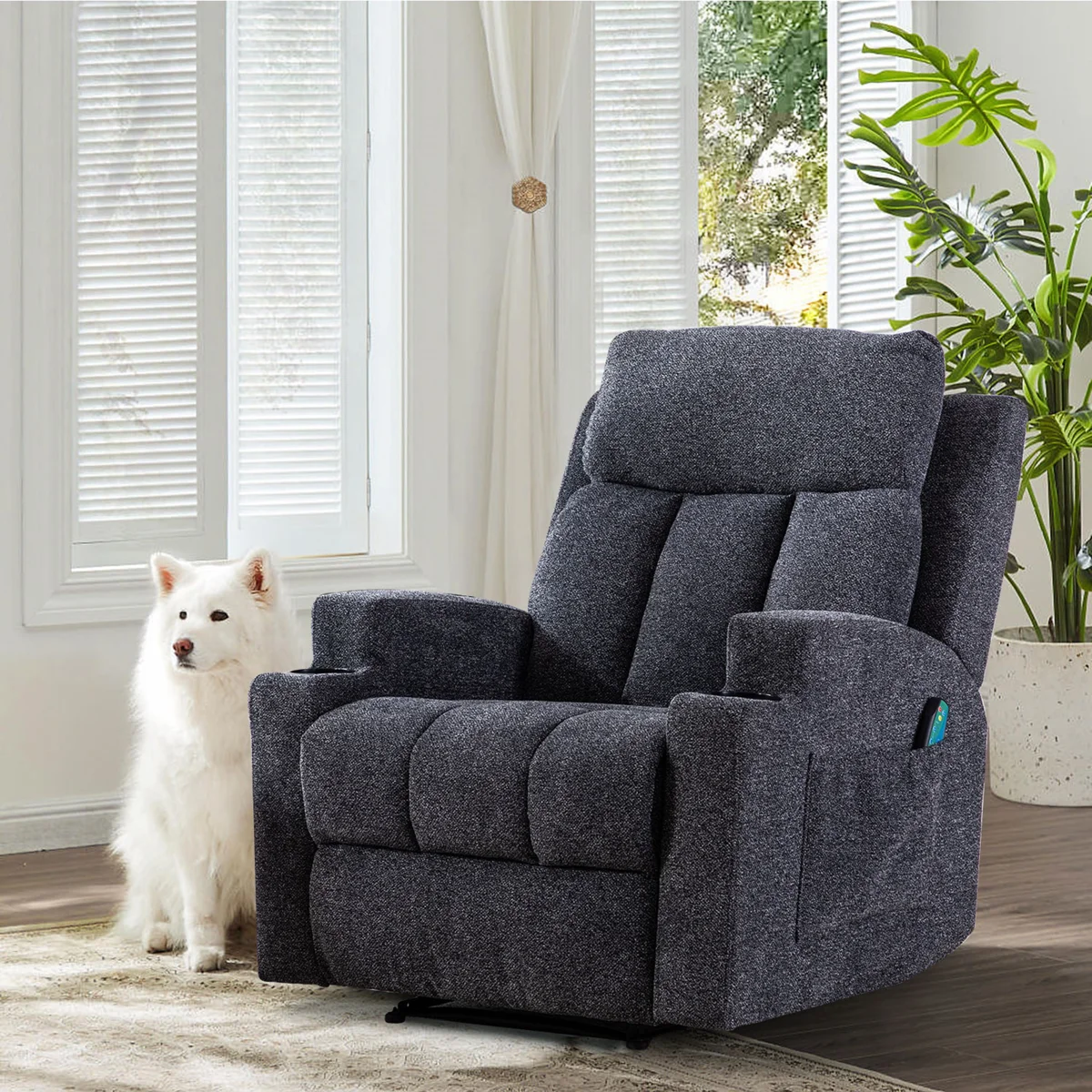 33.07" W Upholstered Manual Recliner with Massage and Heating