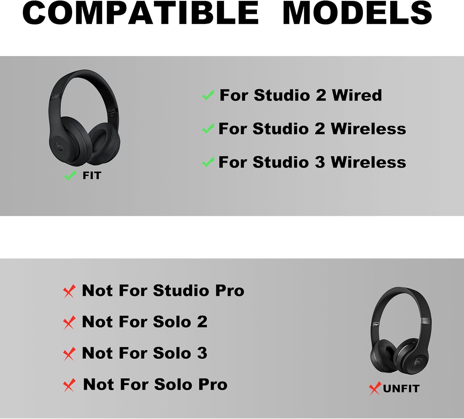 Studio 3 Headband Replacement - Durable & Comfortable Cushion, Compatible with Studio 3 Wireless(A1914) & Studio 2 Wired/Wireless (B0500/B0501) Headphones (Studio 3-Matte Black)