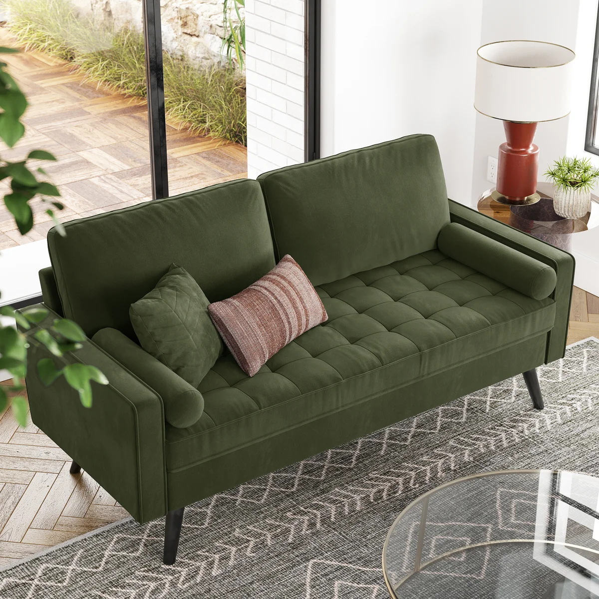 (“Color is black “)Brumback 70" Velvet Square Arm Sofa