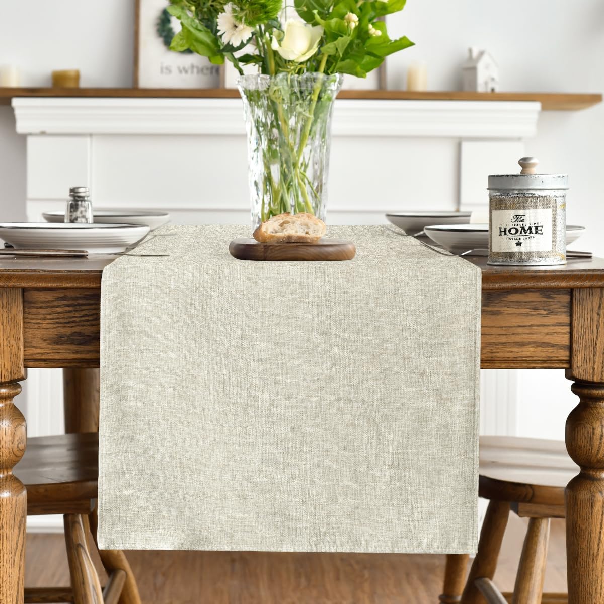 Artoid Mode Beige Table Runner, Seasonal Summer Fall Washable Kitchen Dining Table Decoration for Home Party Decor 13x120 Inch 13 x 120, Table Runner Beige