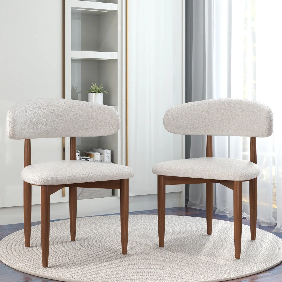 Juvan Modern Upholstered Solid Wood Boucle Dining Chair (Set Of 2)