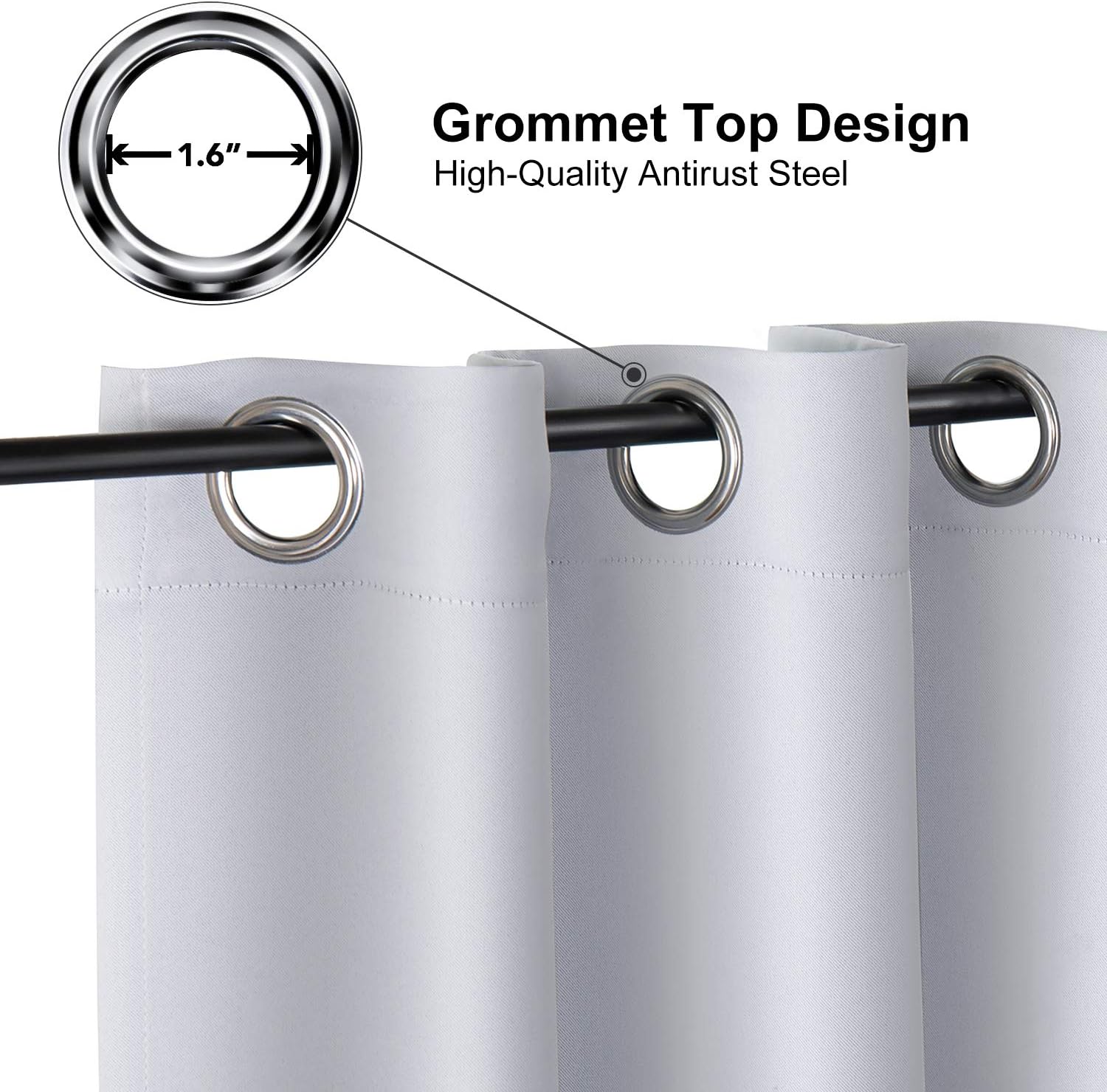 ChrisDowa Grommet Room Darkening Curtains for Bedroom and Living Room - 2 Panels Set Thermal Insulated Blackout Curtains (Greyish White, 38W x 54L) 38W x 54L (Pack of 2) Greyish White