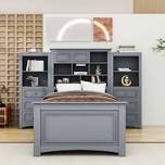 Brandace Twin Size Wood Platform Bed With Drawers and Shelves