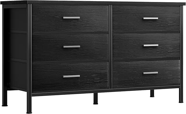 (INCOMPLETE BOX 2, ONLY) SIX DRAWER DRESSER, BLACK COLOR