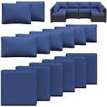 Rattan navy blue sofa cushion covers- 8 pk
