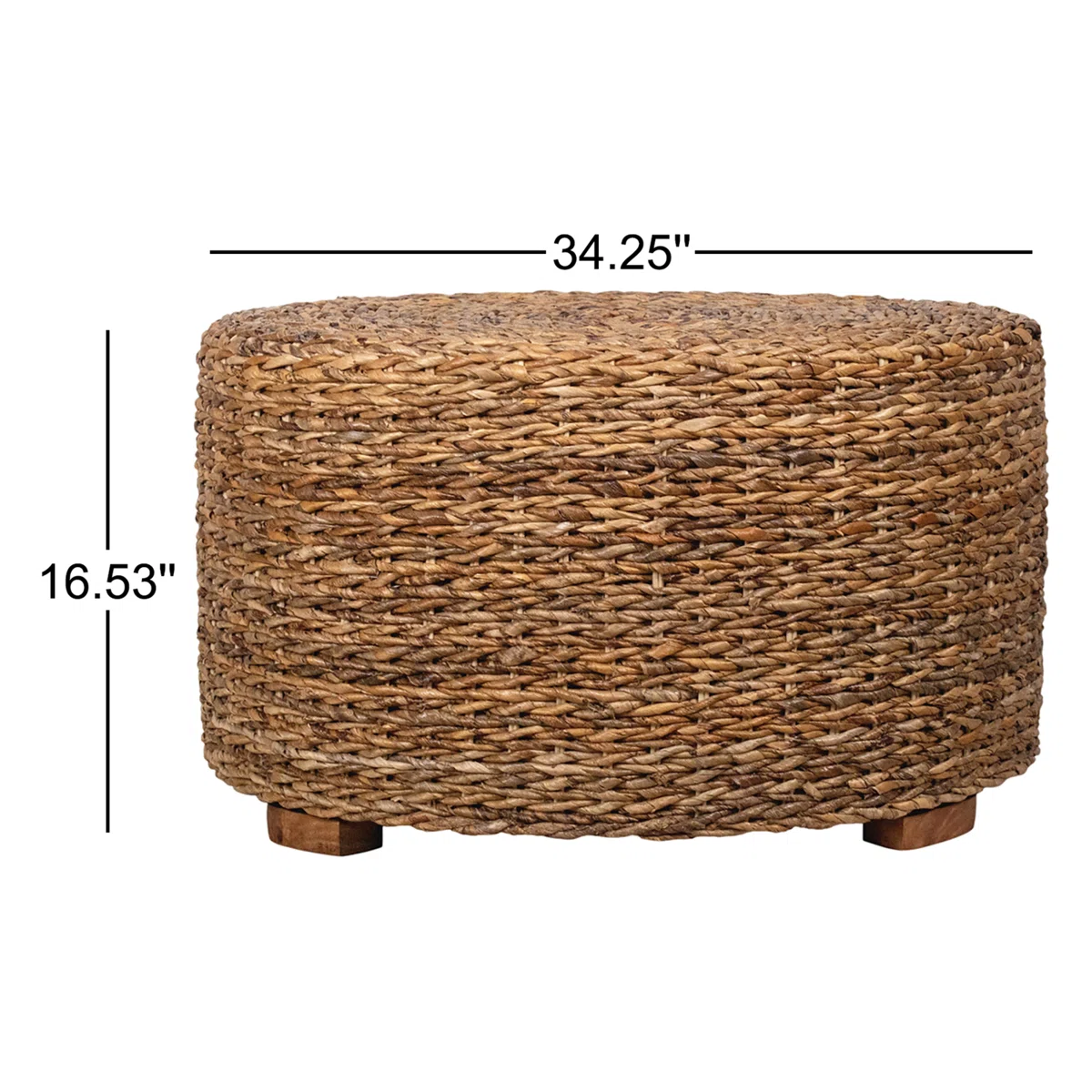 34.25" W Round Handwoven Abaca Drum Coffee Table