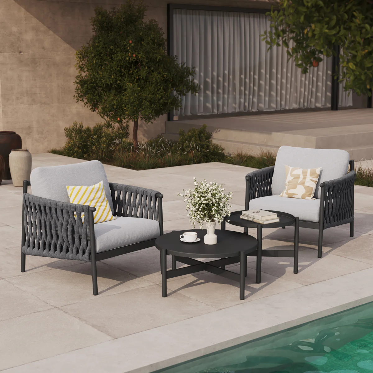 Arlend Outdoor Conversation Set With 2 Sofa and 2 Tables