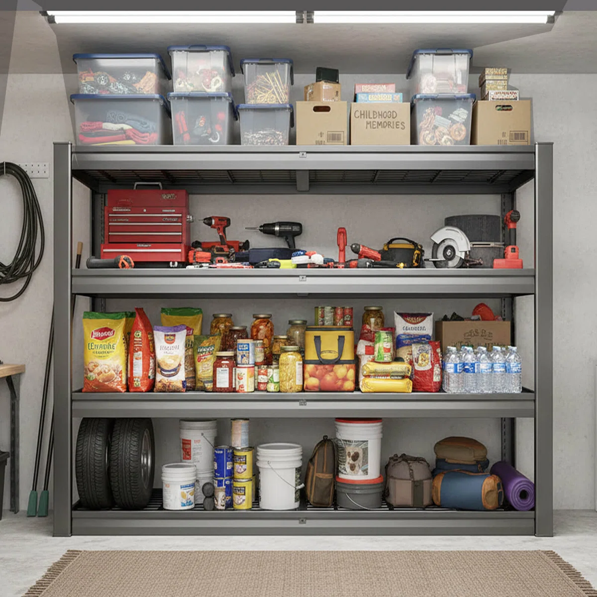 Heavy Duty 4-Tier Steel Shelves - Adjustable Storage Rack For Garage, Warehouse, Pantry