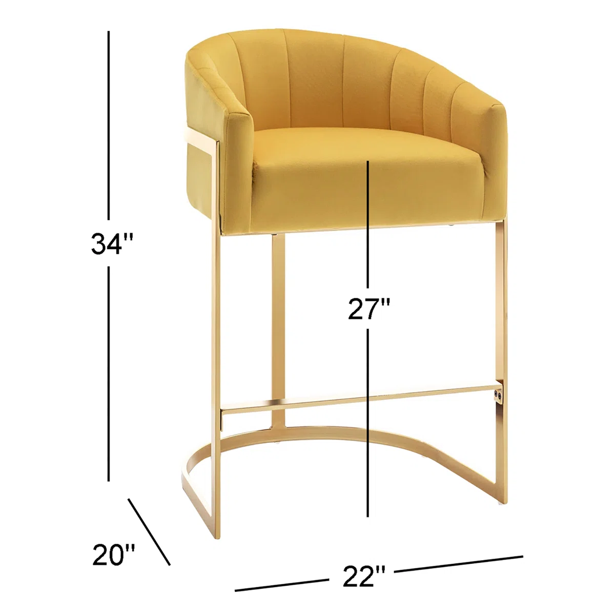 Sistrunk Velvet Tufted Bar Stool with Metal Frame