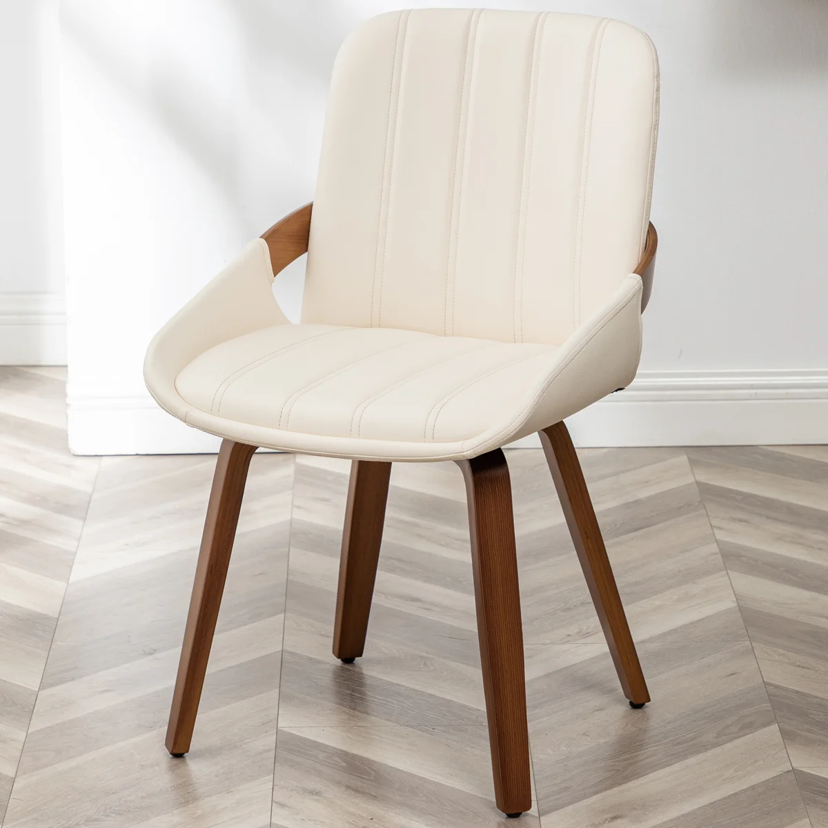 Faux Leather Upholstered Office Chair with Solid and Manufactured Wood Frame