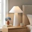 Novogratz X Globe 18 Ceramic Table Lamp, Matte Cream, Off-White Tapered Fabric Shade, In-Line Rocker Switch, 5 Ft. Clear Cord, Home Office, Desk, Living Room