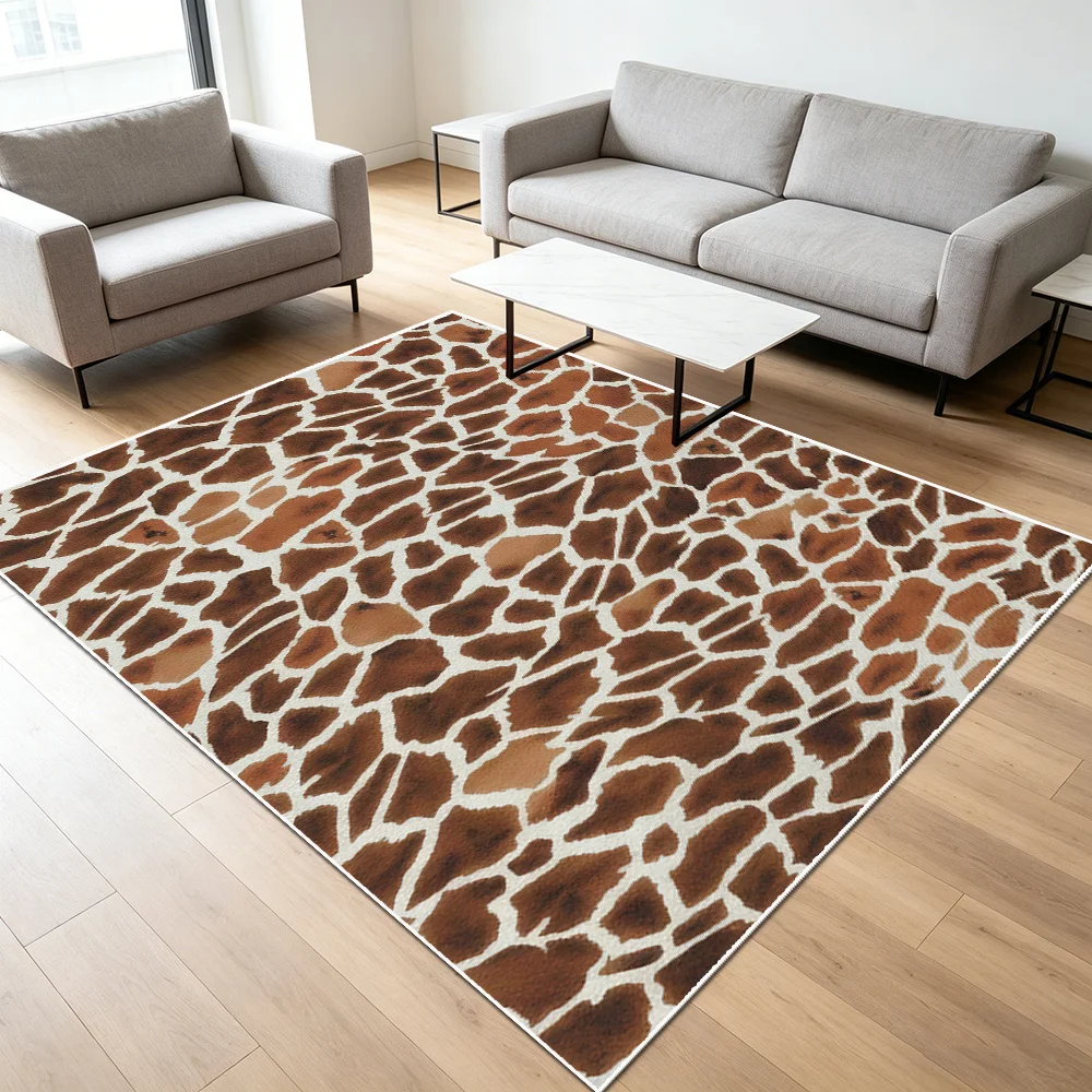 1PC Giraffe Print area rugs, Soft and Comfortable, easy-to-maintain, machine washable Indoor floor mat, suitable for living room, bedroom, entryway, balcony, patio, dining hallway, Home Decor, Outdoor Decor.