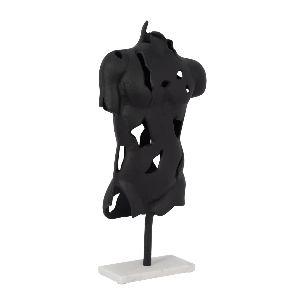 Harika Modern Abstract Metal and Marble Torso Sculpture - Decorative Artistic Accent Piece for Contemporary Spaces