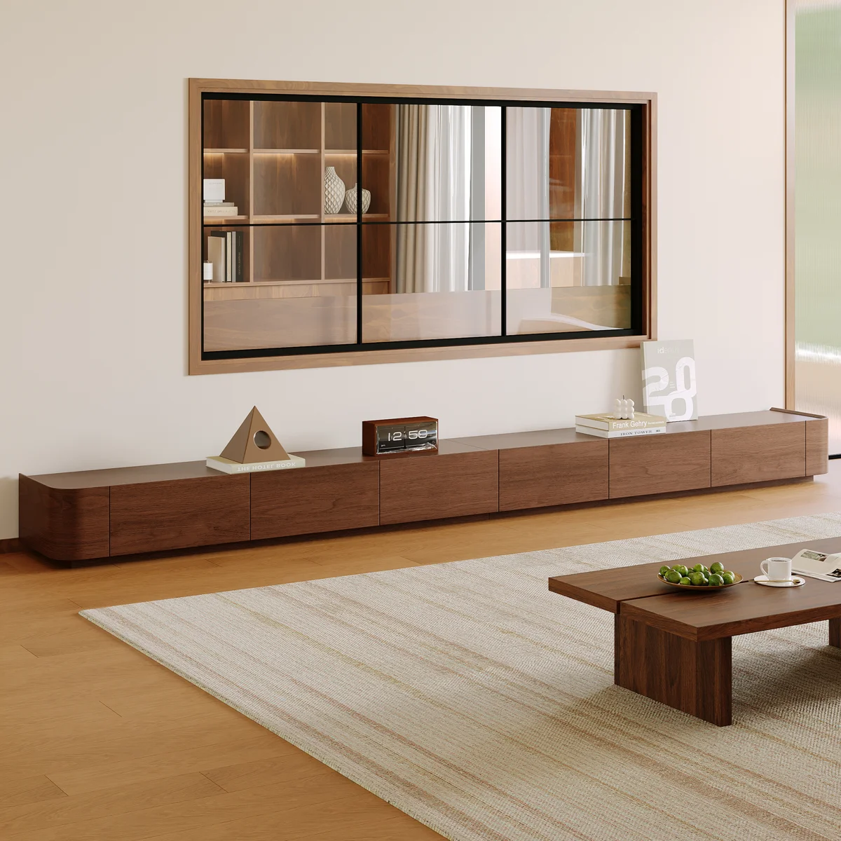 Ayrah Mid Century Modern TV Stands, Drawers, Solid Wood Media Console