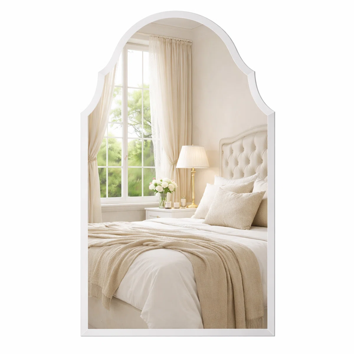 Beveled Frameless Arched Wall Mirror